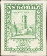 Andorra. (*)18P. 1929. Sin Valor, Verde Amarillo. PRUEBA DE PUNZON, Sin Cifra Ni Valor. MAGNIFICA Y MUY RARA. - Altri & Non Classificati