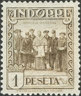 Andorra. *24cca. 1929. 1 Pts Castaño. CAMBIO DE COLOR. MAGNIFICO Y MUY RARO. Edifil 2019: 605 Euros - Autres & Non Classés