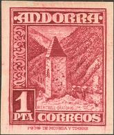 Andorra. **54ecs. 1948. 1 Pts Lila Rosa. CAMBIO DE COLOR Y SIN DENTAR. MAGNIFICO Y RARISIMO. Edifil 2013: +625 Euros - Sonstige & Ohne Zuordnung