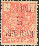 Cabo Juby. *1hi. 1916. 5 Cts Sobre 4 Pts Rosa. SOBRECARGA INVERTIDA. MAGNIFICO Y RARO. Edifil 2012: 525 Euros - Kaap Juby