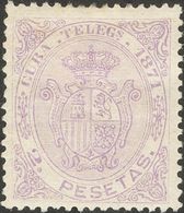 Cuba, Telégrafos. *18. 1871. 2 Pts Lila. MAGNIFICO. Edifil 2020: 195 Euros - Cuba (1874-1898)