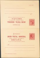 Cuba, Entero Postal. (*)EP13E. 1882. 2 Ctvos+2 Ctvos Carmín Sobre Tarjeta Entero Postal, De Ida Y Vuelta. Variedad ERROR - Cuba (1874-1898)