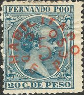 Fernando Poo. *38. 1896. 5 Cts Sobre 20 Cts Azul. MAGNIFICO. Edifil 2018: 220 Euros - Otros & Sin Clasificación