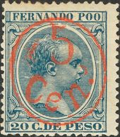 Fernando Poo. *40H. 1896. 5 Cts Sobre 20 Cts Azul. MAGNIFICO. Edifil 2018: 53 Euros - Altri & Non Classificati