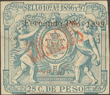 Fernando Poo. *47Fhp. 1898. 10 Cts Sobre 25 Cts Verde (ligera Doblez, Sin Importancia). Variedad SIN LINEA DE VALOR. MAG - Andere & Zonder Classificatie