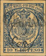 Fernando Poo. *48A. 1900. 5 Cts Sobre 10 Ctvos Azul. Variedad CORREOS Y 5 CEN, Ambos En Negro. MAGNIFICO. Edifil 2018: 1 - Andere & Zonder Classificatie