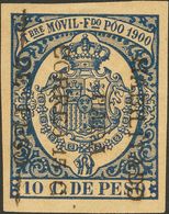 Fernando Poo. *48E. 1900. 15 Ctvos Sobre 10 Ctvos Azul (claridad Sin Importancia). Variedad SOBRECARGA VERTICAL, En Negr - Other & Unclassified