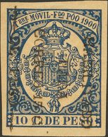 Fernando Poo. *48E. 1900. 15 Ctvos Sobre 10 Ctvos Azul (claridad Sin Importancia). Variedad SOBRECARGA VERTICAL, En Negr - Autres & Non Classés