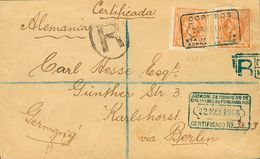 Fernando Poo. Sobre 143(2). 1906. 25 Cts Naranja, Dos Sellos. Certificado De SANTA ISABEL (FERNANDO POO) A BERLIN (ALEMA - Altri & Non Classificati