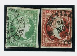 Filipinas. º6a, 6b. (1856ca). Conjunto Del 1 Real Verde Y 2 Reales Carmín (utilizados En Filipinas Procedentes De La Rem - Andere & Zonder Classificatie