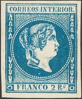 Filipinas. (*)14. 1863. 2 Reales Azul. PIEZA DE LUJO. Cert. COMEX. Edifil 2019: 805 Euros - Otros & Sin Clasificación