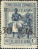 Guinea. *251hzd. 1937. 30 Cts Sobre 40 Cts Azul. Variedad CIFRA "3" INCLINADA. MAGNIFICO. Edifil 2012: 62 Euros - Altri & Non Classificati