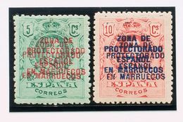 Marruecos. *59hh, 60hh. 1916. 5 Cts Verde Y 10 Cts Rojo. Variedad SOBRECARGA DOBLE. MAGNIFICOS. Edifil 2018: 55 Euros - Andere & Zonder Classificatie