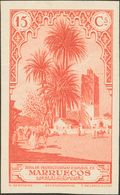 Marruecos. (*)109s. 1928. 15 Cts Bermellón. Variedad CAMBIO DE COLOR Y SIN DENTAR. MAGNIFICO Y RARISIMO. Cert. CEM. - Other & Unclassified