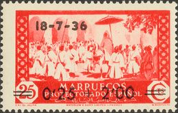 Marruecos. **161. 1936. 0'25+2'00 Sobre 25 Cts Rojo. MAGNIFICO. Edifil 2020: 86 Euros - Sonstige & Ohne Zuordnung