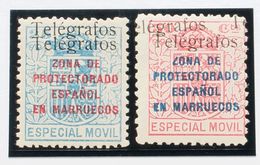 Marruecos, Telégrafos. *41Fhh, 41Ghh. 1937. 25 Cts Azul Y 50 Cts Rosa. Variedad SOBRECARGA TELEGRAFOS DOBLE. MAGNIFICOS. - Andere & Zonder Classificatie