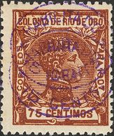 Río De Oro. *39hh. 1908. 15 Cts Sobre 75 Cts Castaño. SOBRECARGA DOBLE. MAGNIFICO. Edifil 2013: 60 Euros - Autres & Non Classés