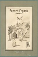 Sahara. (*). 1960. 25 Cts Negro. PROYECTO NO ADOPTADO, Realizado A Lápiz Y Plumilla Por R.Bouvier, En 1960 Y Con El Títu - Andere & Zonder Classificatie