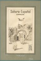 Sahara. (*). 1960. 25 Cts Negro. PROYECTO NO ADOPTADO, Realizado A Lápiz Y Plumilla Por R.Bouvier, En 1960 Y Con El Títu - Other & Unclassified