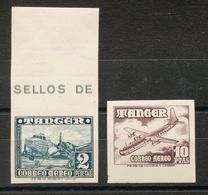 Tánger. **170s, 171s. 1948. 2 Pts Azul Verdoso Y 10 Pts Castaño Lila, Bordes De Hoja. SIN DENTAR. MAGNIFICOS. Edifil 202 - Altri & Non Classificati