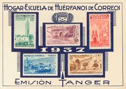 Tánger, Beneficencia. *1/4. 1937. Serie Completa, Sobre Tarjeta De Presentación. MAGNIFICA. - Altri & Non Classificati