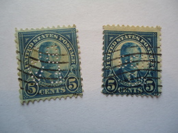 UNITED STATES USA 2 USED STAMPS  PERFINS 2 SCAN - Perfin