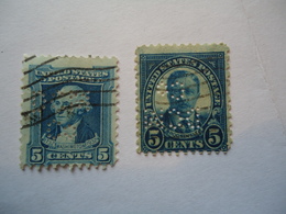 UNITED STATES USA 2  USED STAMPS  PERFINS  2 SCAN - Perfin