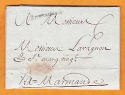 1783 - Marque Postale MONTAUBAN, Tarn Et Garonne Sur Lettre Avec Correspondance Vers Marmande, Lot Et Garonne - 1701-1800: Vorläufer XVIII