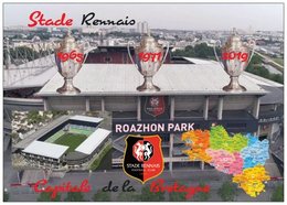 Football - Le Roazhon Park - Stade Rennais - Les 3 Coupes De France-Capitale De La Bretagne - Carte Géo De La Bretagne - - Calcio
