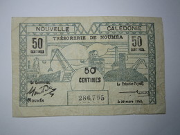 BILLET 50 Centimes NOUVELLE CALÉDONIE 1943 Trésorerie De Nouméa - Nouméa (New Caledonia 1873-1985)