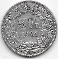 Suisse - 1/2 Franc - 1921 - Argent - Andere & Zonder Classificatie