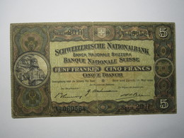 BILLET 5 Francs SUISSE 1939 - Schweiz