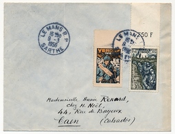 FRANCE - Enveloppe Affr. 30F Verdun Depuis Le Mans (Sarthe) 1956 Avec Vignette VERDUN époque 1916 - Lettere