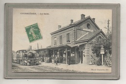 CPA - COURRIERES (62) - Aspect Du Train à Vapeur Entrant En Gare En 1914 - Other Municipalities