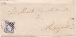 Año 1870 Edifil 107 Efigie Carta Matasellos Rejilla Cifra 2 Barcelona  A Malgrat Carta Impresa  Sobre Sorteo De Decimas - Storia Postale