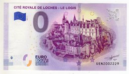 2019-1 BILLET TOURISTIQUE FRANCE 0 EURO SOUVENIR N° UENZ002229 CITE ROYALE DE LOCHES LE LOGIS - Private Proofs / Unofficial