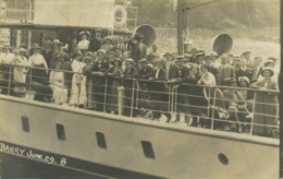 DEVON - ILFRACOMBE - GROUP OF PEOPLE ON THE PADDLE STEAMER "BARRY" RP  Dv226 - Ilfracombe