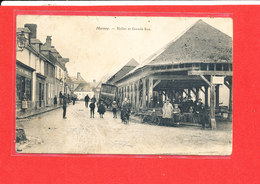 80 HORNOY Le BOURG Cpa Animée Halles Et Grande Rue - Hornoy Le Bourg