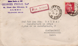 Algérie Algeria Lettre Cover Alger 1946 G. Fredje Judaica Brief Carta Marianne Gandon Surchargée - Covers & Documents