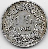 Suisse - 1 Franc - 1901B - Argent - Sonstige & Ohne Zuordnung