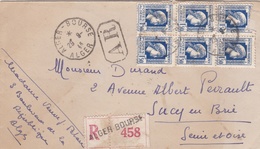 ALGERIE  :  Marianne 1,50 Bleu X 6 Sur Recommandé Avec AR D'Alger 1 Timbre Abimé . - Storia Postale