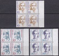 BRD, 1988,  Nr. 1359, 1365-1366 ** Frauen Der Deutschen Geschichte (IV+V), 3 Viererblöcke - Nuevos
