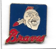 Pin's  INDIEN  Braves, Sport  Baseball  Verso  OFFICIEL  LICENSEE  MAJOR  LEAGUE  BASEBALL  1985 M.L.B. PD-34 BRAVES TM - Honkbal