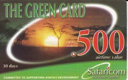 TARJETA DE KENIA DE GREEN CARD DE KSH 500 PAISAJE - PUESTA SOL -SUNSET DATE 30/06/2003 - Kenia