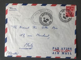 France FM N°12 Sur Lettre De ANTSIRABE (Madagascar) 1952 Pour Metz - (C1076) - Militaire Zegels