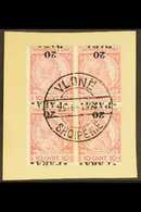 1914  20pa On 10q Carmine & Rose "INVERTED SURCHARGE", SG 42a, Very Fine Used Block Of 4 "on Piece" With Central "VLONE" - Albanien