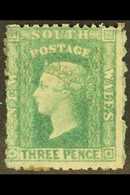 NEW SOUTH WALES  1860-72 3d Blue- Green Perf 12, SG 140, Mint, Some Missing Gum At Corners But Fresh And Attractive, Cat - Autres & Non Classés