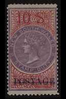 NEW SOUTH WALES  1885-86 10s Lilac & Claret, Perf 12, "Postage" Overprinted In Blue, SG 241b, Fine Mint For More Images, - Other & Unclassified