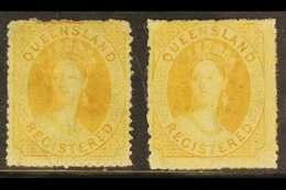 QUEENSLAND  1860-61 'REGISTERED' (6d) Orange- Yellows, Two Examples Exhibiting The 'intermediate Between Clean-cut And R - Other & Unclassified