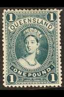 QUEENSLAND  1907-11 £1 Deep Bluish Green Chalon, SG 312c, Very Fine Mint. For More Images, Please Visit Http://www.sanda - Sonstige & Ohne Zuordnung